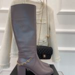 Chanel Women's High Boots With Chain Light Violet For Women 3.7in/ 9.5cm