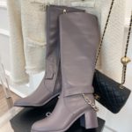 Chanel Women's High Boots With Chain Light Violet For Women 3.7in/ 9.5cm
