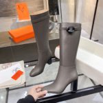 Hermes High Heel Boots Gray For Women 3.54in/9cm