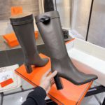 Hermes High Heel Boots Gray For Women 3.54in/9cm