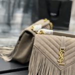 Saint Laurent Frosted Belt Fringe Perennial Messenger Bag Gray For Women, Women's Bags 9.4in/24cm YSL