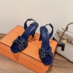 Hermes Premiere Sandal Blue For Women 4.1in/10.5cm