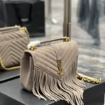 Saint Laurent Frosted Belt Fringe Perennial Messenger Bag Gray For Women, Women's Bags 9.4in/24cm YSL