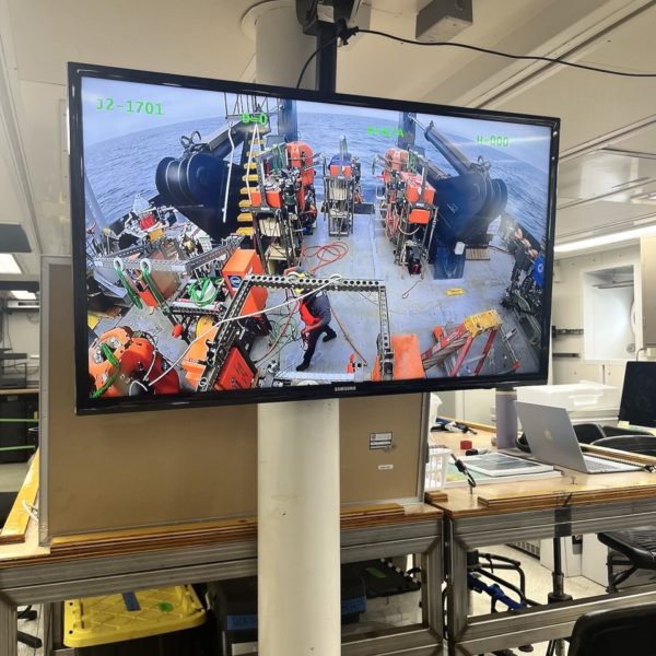Student work station monitor on Atlantis