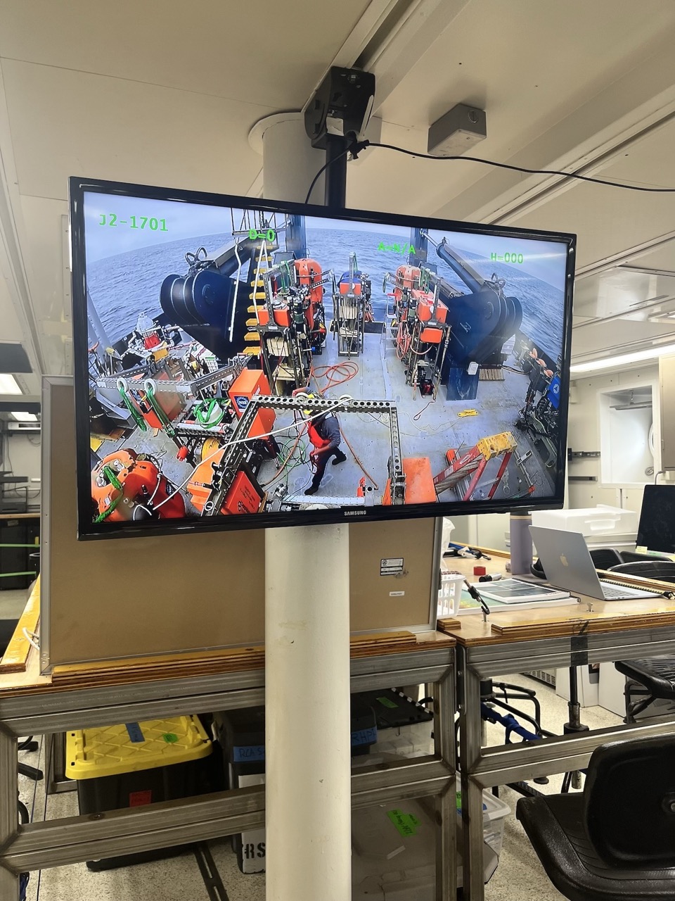 Student work station monitor on Atlantis