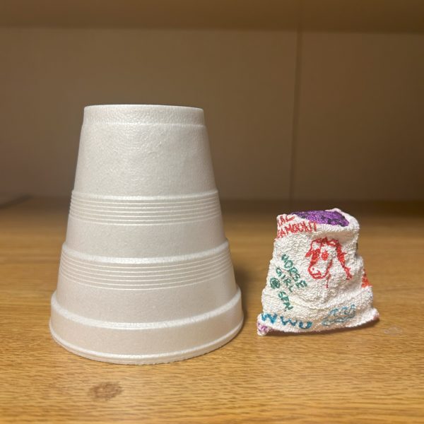 Size comparison styrofoam cup