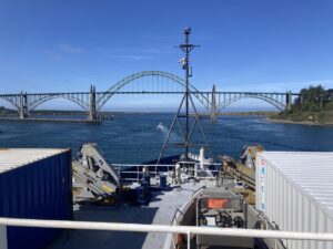 Passing under the Claiborne Pell Newport Bridge. Credit: A. Eagan, University of Washington; V26.