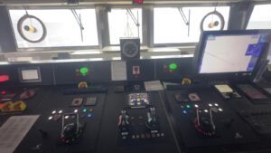 Control systems for operating the R/V Revelle from the bridge. Credit: T. Naladala, University of Washington, V26