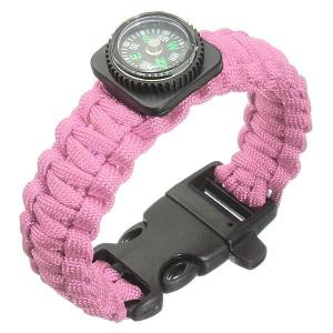 Tactical Paracord Outdoor Survival Bracelet Buckle Band Compass Whistle