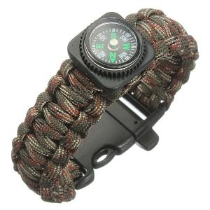Tactical Paracord Outdoor Survival Bracelet Buckle Band Compass Whistle