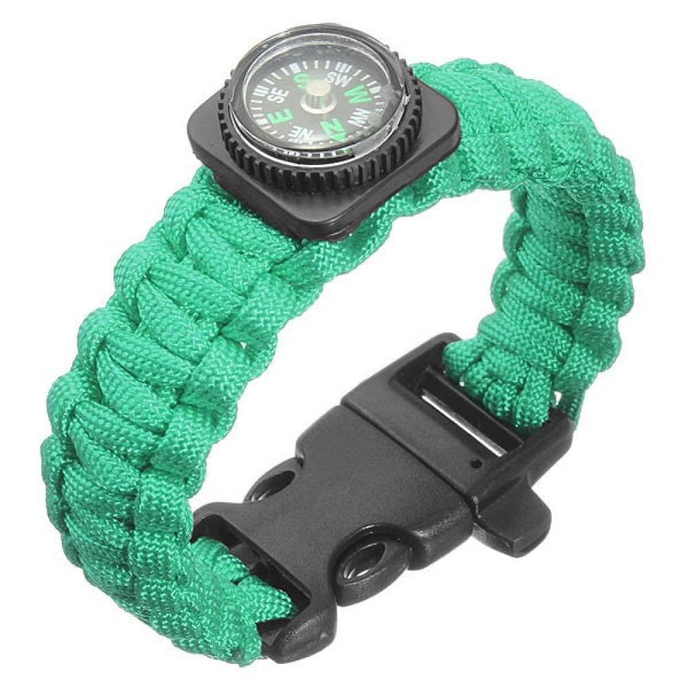 Tactical Paracord Outdoor Survival Bracelet Buckle Band Compass Whistle