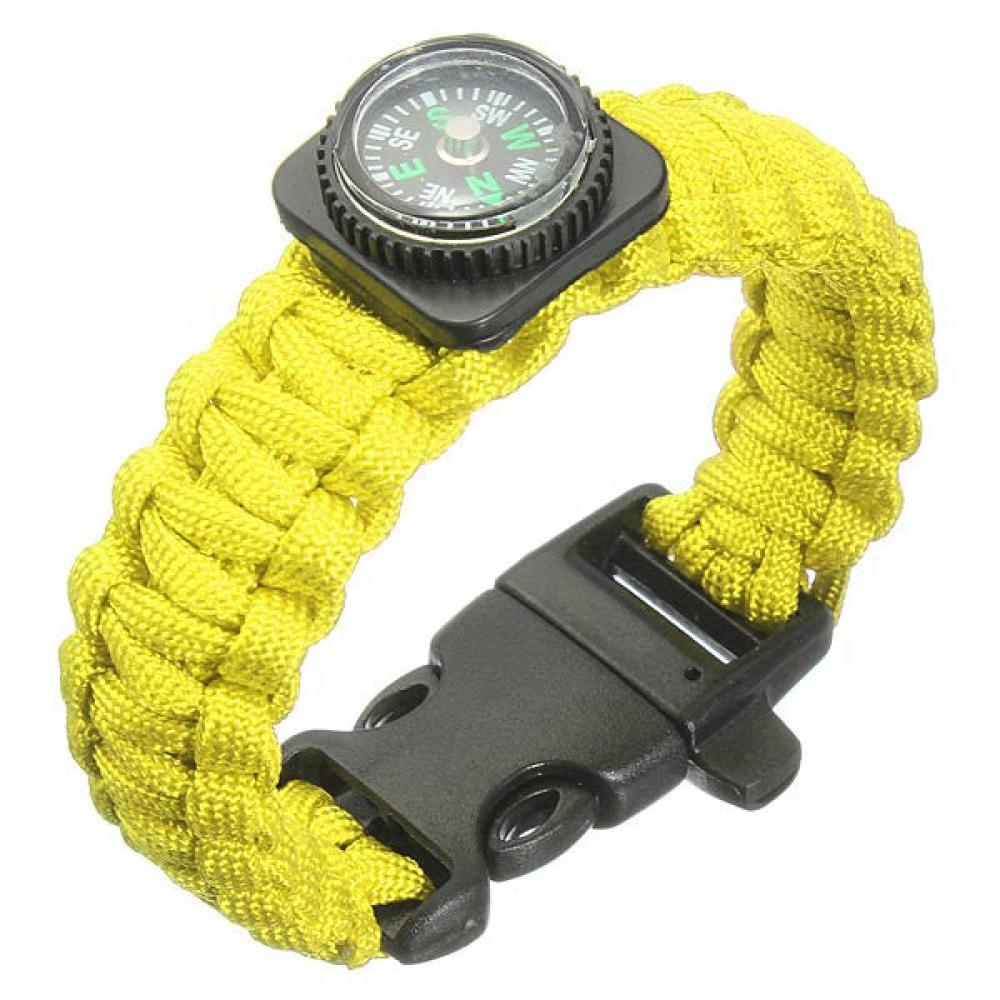 Tactical Paracord Outdoor Survival Bracelet Buckle Band Compass Whistle