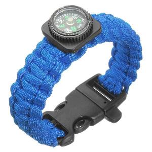 Tactical Paracord Outdoor Survival Bracelet Buckle Band Compass Whistle