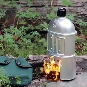 IPRee Aluminum Water Canteen Cup Wood Stove Pouch Set Portable Military Canteen for Outdoor Camping Survival Experience Hiking Backpacking