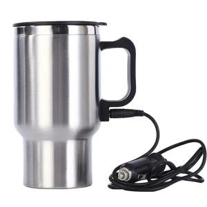500ML 12V Car Heating Cup Insulated Water Cup Travel Mug Bottle Car Electric Kettle Car Heating Cup Stainless Steel Thermos Heating Water Bottle Car Kettle Thermos Water Tea Milk