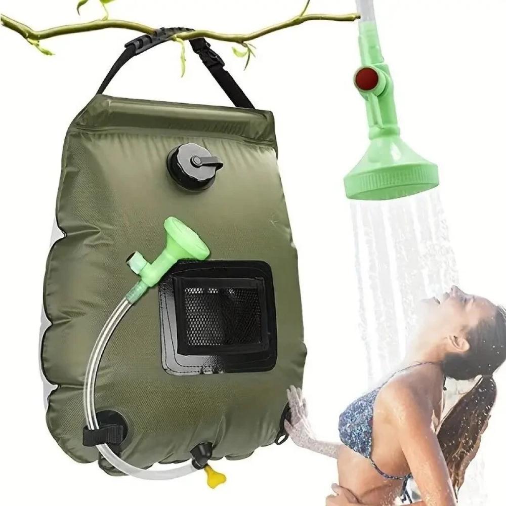 Outdoor Solar Heated Shower Bag 20L with Removable Hose 45°C Hot Water Temp