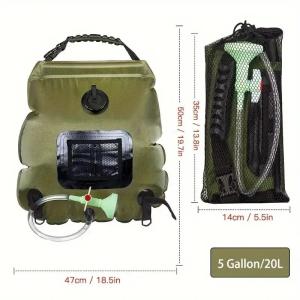 Outdoor Solar Heated Shower Bag 20L with Removable Hose 45°C Hot Water Temp