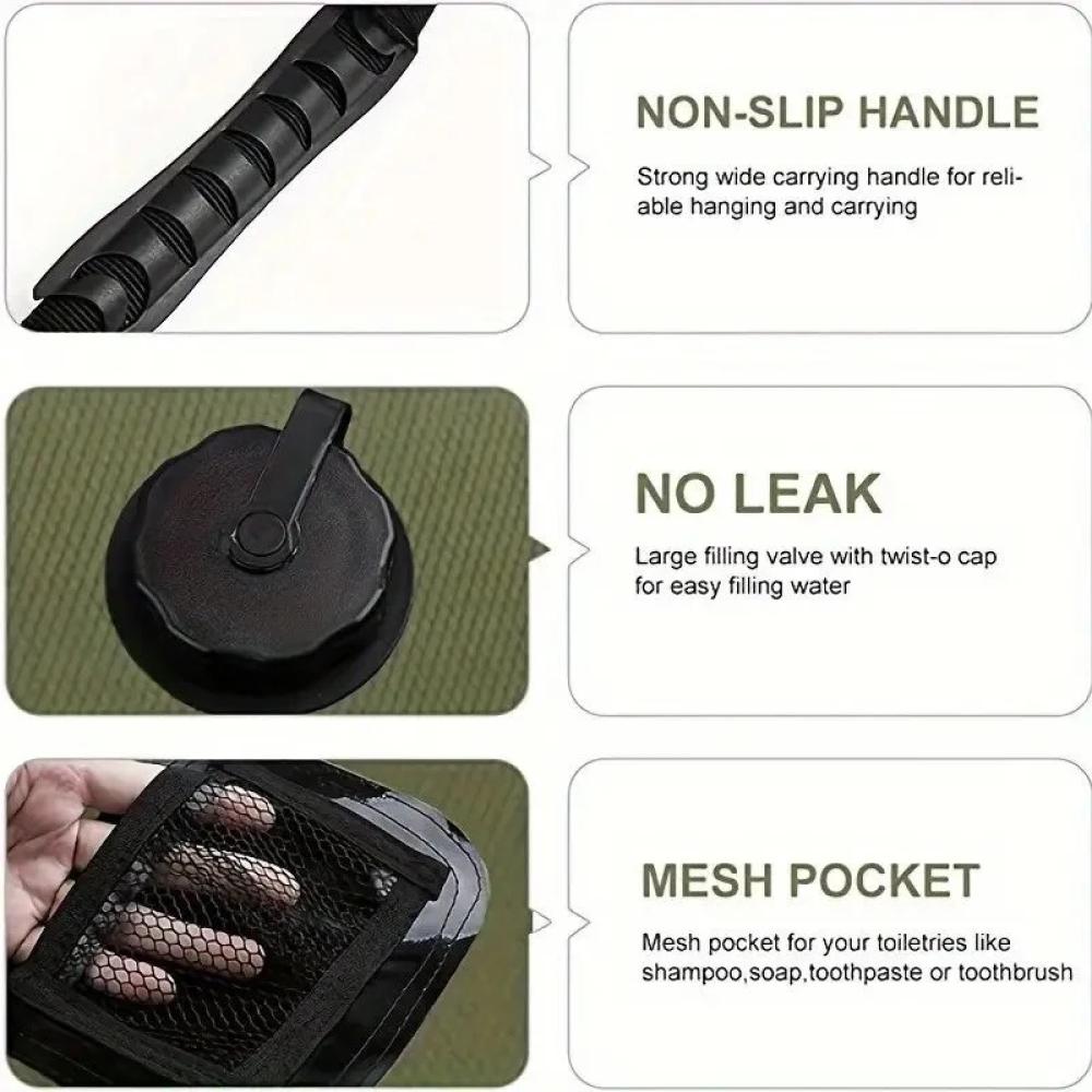 Outdoor Solar Heated Shower Bag 20L with Removable Hose 45°C Hot Water Temp