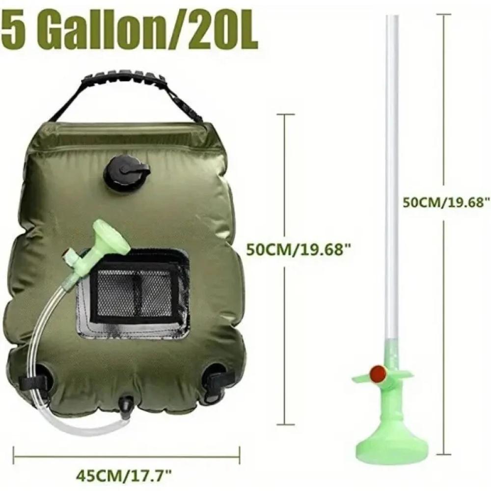 Outdoor Solar Heated Shower Bag 20L with Removable Hose 45°C Hot Water Temp