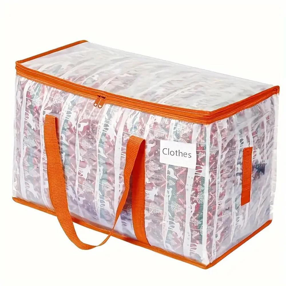 3pcs Extra Large 92L Heavy Duty Clear Moving Bags with Fixed Shoulder Strap Zipper Closure Foldable Water / Stain Resistant Stylish Storage Tote Bag