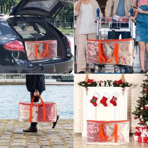 3pcs Extra Large 92L Heavy Duty Clear Moving Bags with Fixed Shoulder Strap Zipper Closure Foldable Water / Stain Resistant Stylish Storage Tote Bag