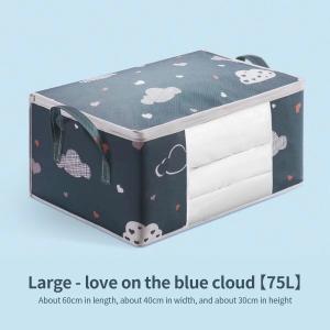 Multi-Purpose 50/70L Storage Bag Non-Woven Fabric Moisture and Water Resistant for Clothes Quilts Home Goods Perfect for Moving and Packing Sky Blue Cloud Patterned