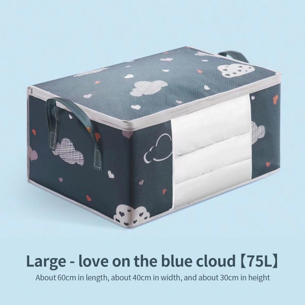 Multi-Purpose 50/70L Storage Bag Non-Woven Fabric Moisture and Water Resistant for Clothes Quilts Home Goods Perfect for Moving and Packing Sky Blue Cloud Patterned