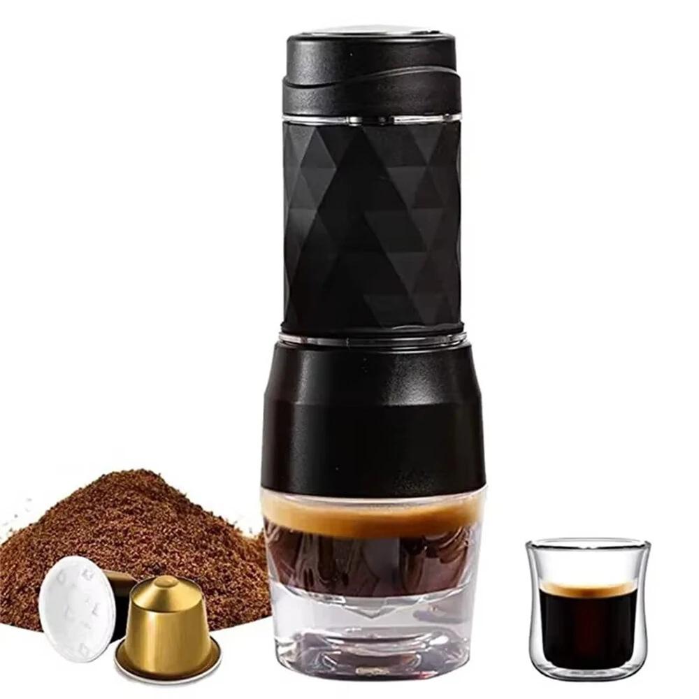 3 -in-1 Portable Coffee Machine Hot/Cold Water Manual Espresso Maker For Capsule & Ground Hand Press Brewer Hiking Travel