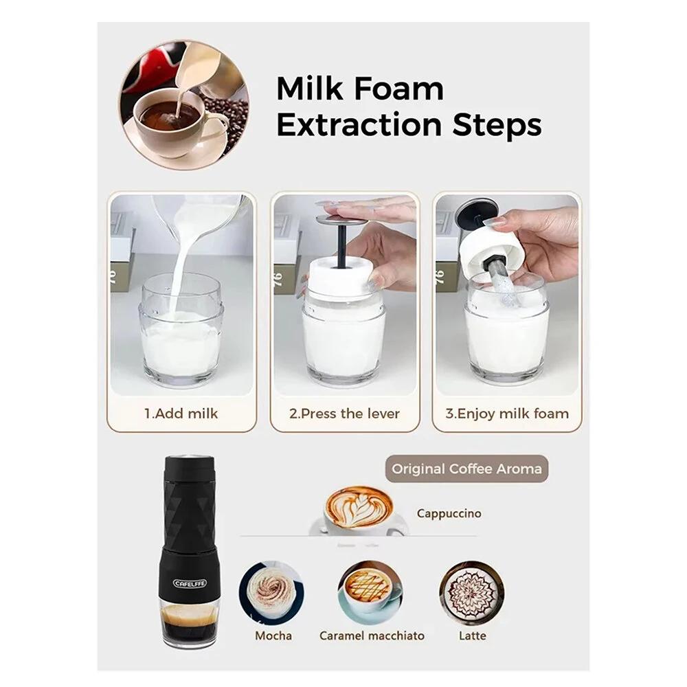 3 -in-1 Portable Coffee Machine Hot/Cold Water Manual Espresso Maker For Capsule & Ground Hand Press Brewer Hiking Travel