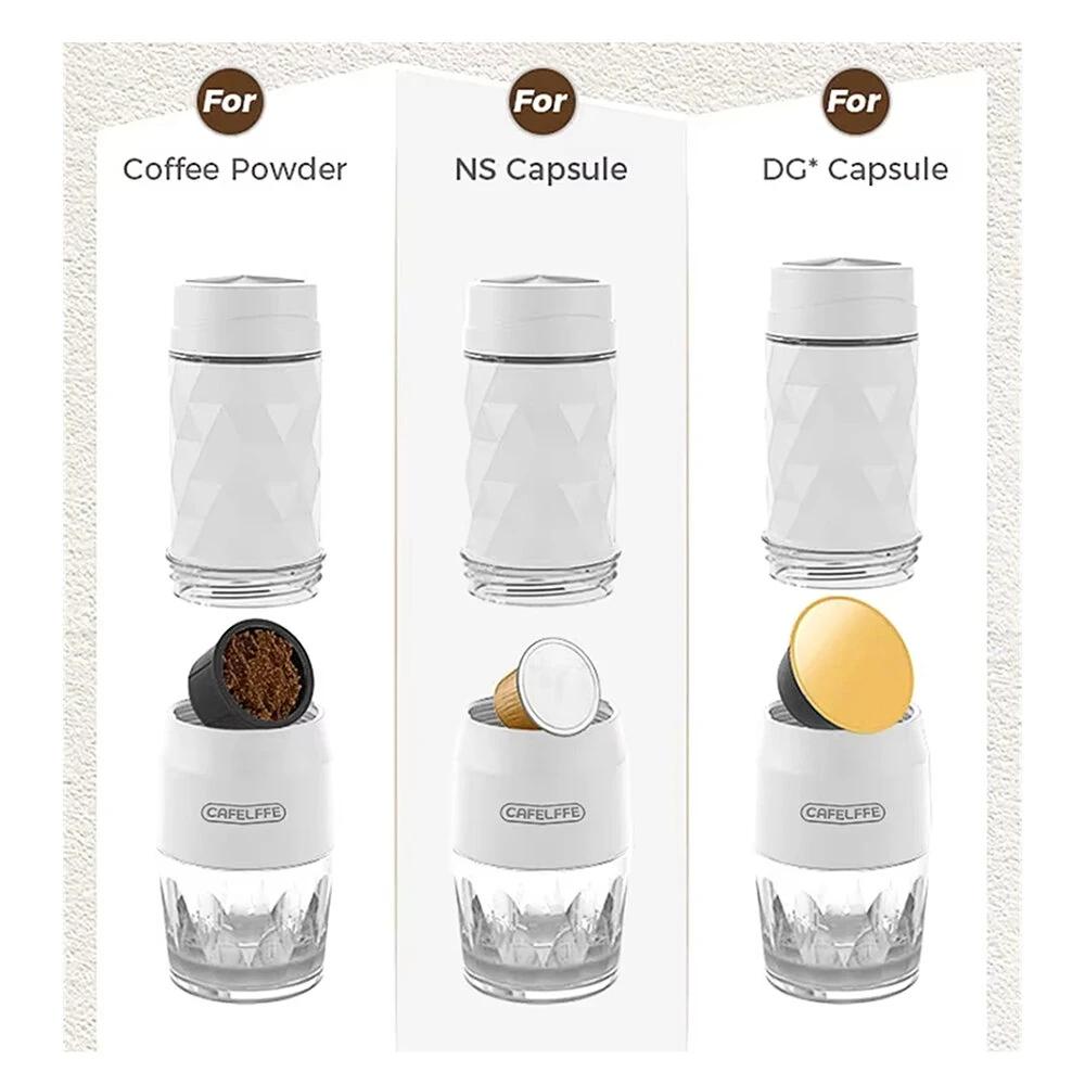 3 -in-1 Portable Coffee Machine Hot/Cold Water Manual Espresso Maker For Capsule & Ground Hand Press Brewer Hiking Travel