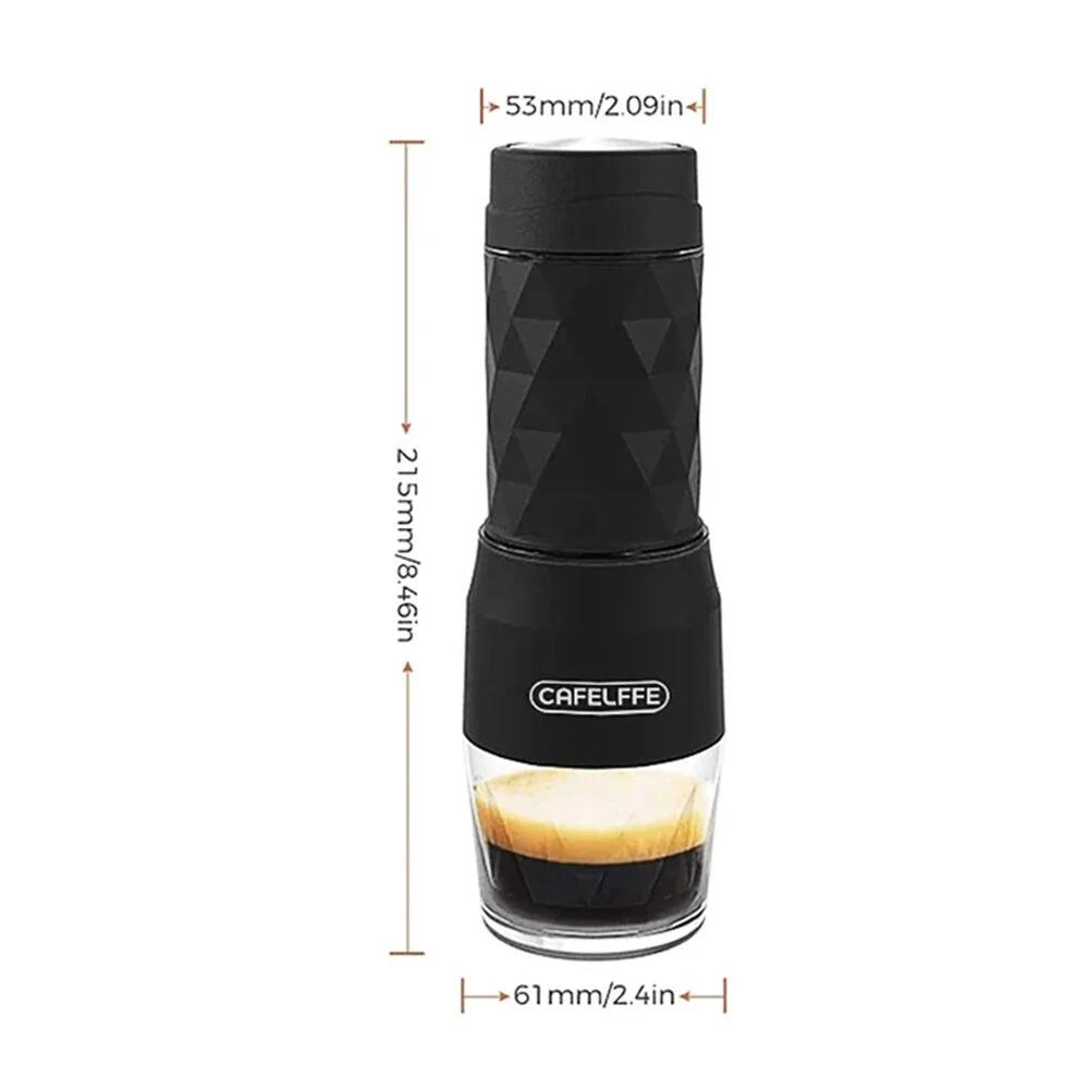 3 -in-1 Portable Coffee Machine Hot/Cold Water Manual Espresso Maker For Capsule & Ground Hand Press Brewer Hiking Travel
