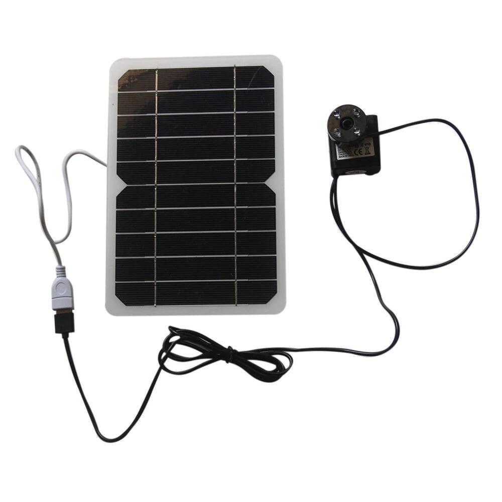 Solar Powered Water Pump 5W 5V Monocrystalline Panel USB LED for Fountain Outdoor Garden Landscape Adjustable Flow Eco-Friendly