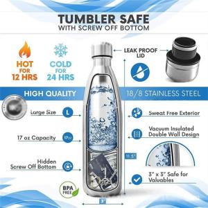 IPRee 750ml Water Bottle with Compartment Portable Water Bottle Pill Organizer Can Safe Hiding Spot for Money Bonus Key Ring Box