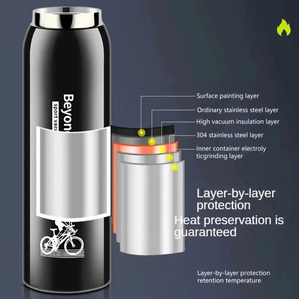 500ml Portable Cycling Water Bottle, Large Capacity 304 Stainless Steel Sports Bottle