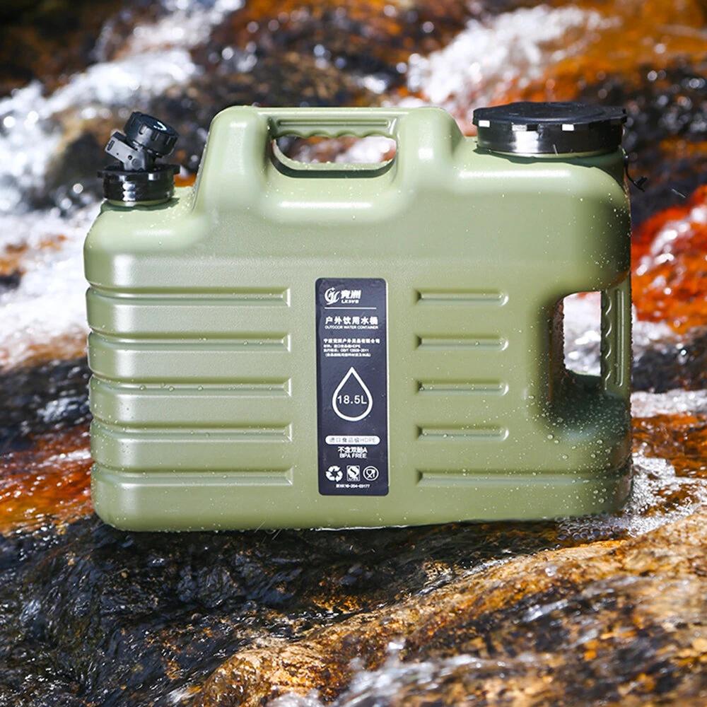 IPRee Camping Water Container Portable Car Driving Water Tank 18.5L Large Capacity Outdoor Water Bucket with Faucet Picnic Accessories