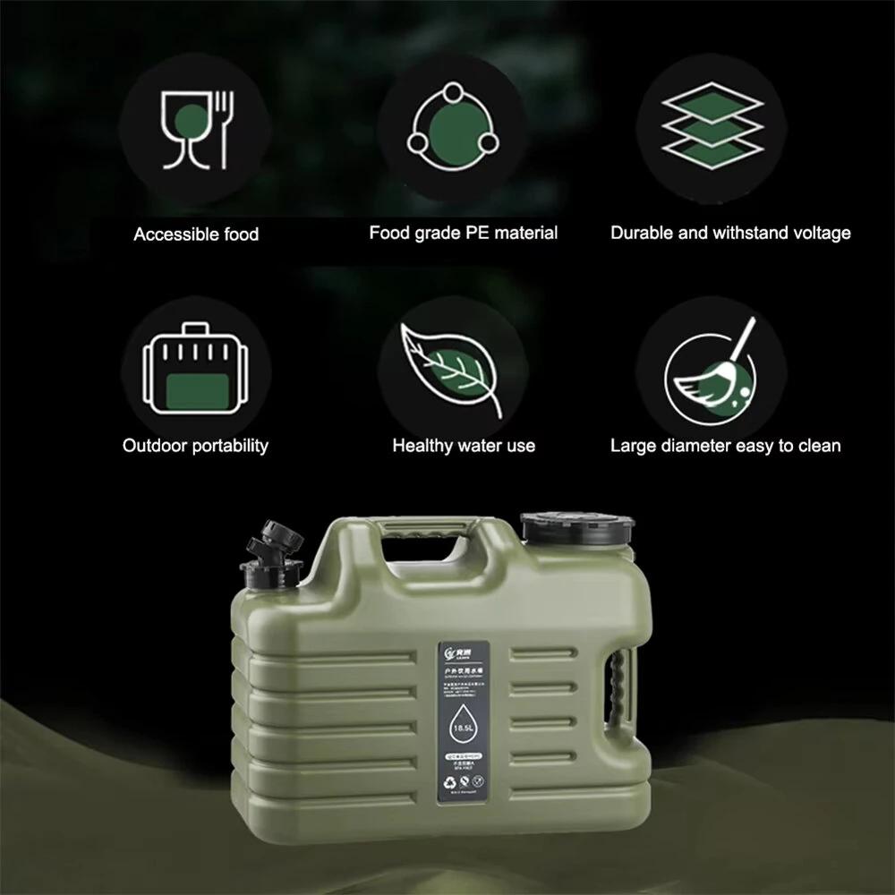 IPRee Camping Water Container Portable Car Driving Water Tank 18.5L Large Capacity Outdoor Water Bucket with Faucet Picnic Accessories