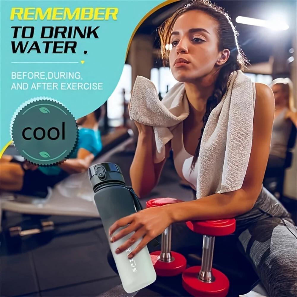 1L Large Capacity Sports Water Bottle Leak Proof Colorful Plastic Cup Drinking Outdoor Travel Portable Gym Fitness Jugs