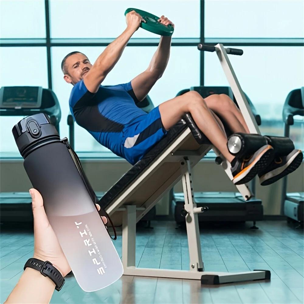 1L Large Capacity Sports Water Bottle Leak Proof Colorful Plastic Cup Drinking Outdoor Travel Portable Gym Fitness Jugs