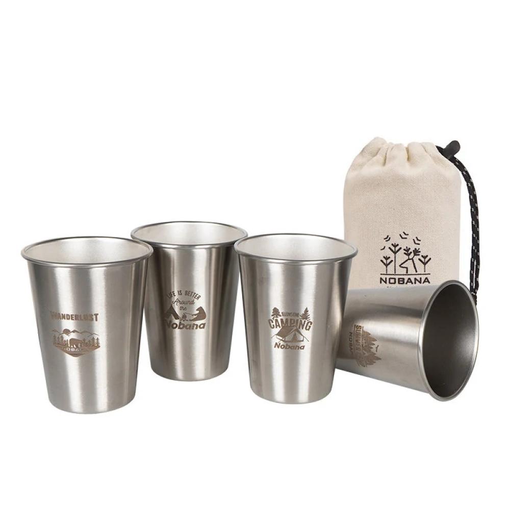 Outdoor Stainless Steel Cup Set 4PCS Camping Portable Travel