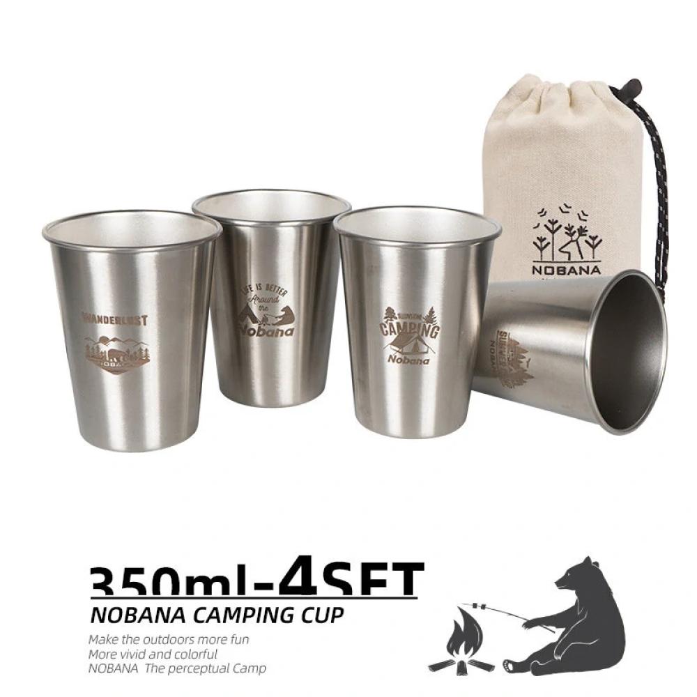 Outdoor Stainless Steel Cup Set 4PCS Camping Portable Travel