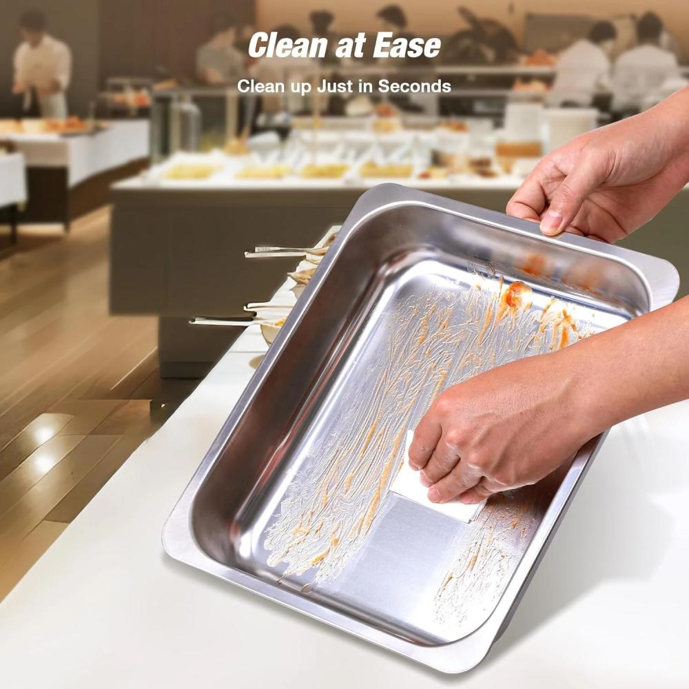 2-Sets! Chafing Dishes, 9QT/Foldable Glass Lid, Stainless Steel Food Warmer Set, Full Size Water Pan, Fuel Holder for Cooked Foods