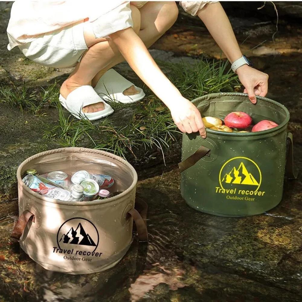 20L Collapsible Bucket Folding Large Capacity Leakproof Huge Loading Fishing Bucket Camping Water Bag Camping Supplies