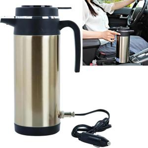 12V/24V Car Truck 1200ml Portable Hot Water Thermos / Kettle, Auto Shut-Off Fast Boiling