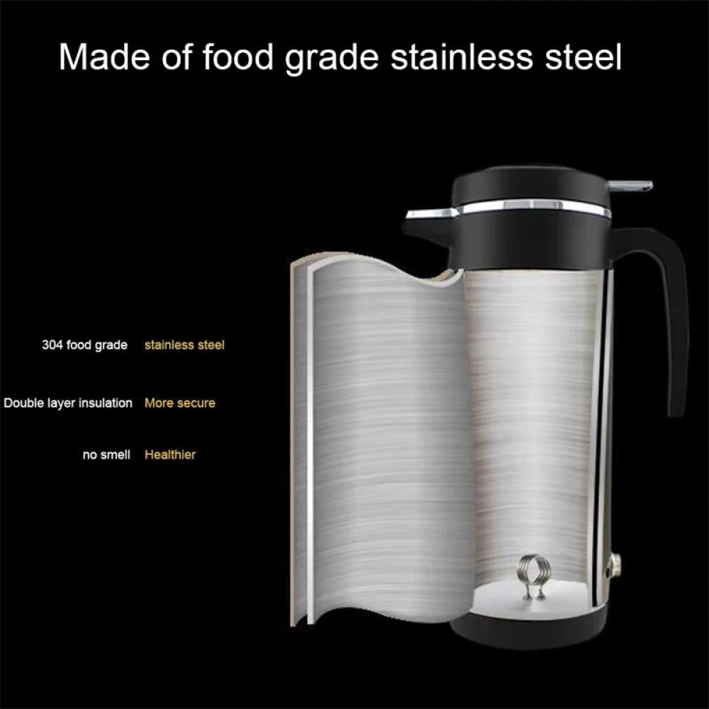 12V/24V Car Truck 1200ml Portable Hot Water Thermos / Kettle, Auto Shut-Off Fast Boiling