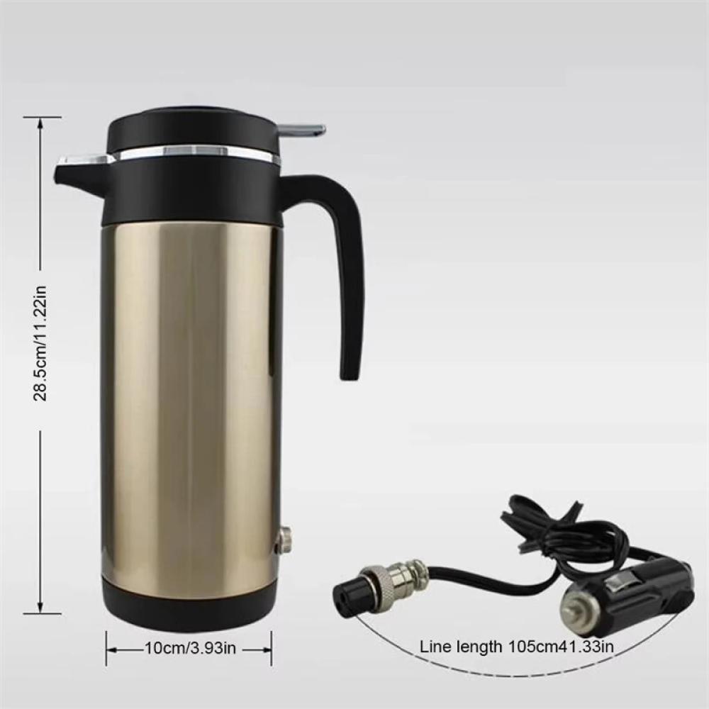 12V/24V Car Truck 1200ml Portable Hot Water Thermos / Kettle, Auto Shut-Off Fast Boiling