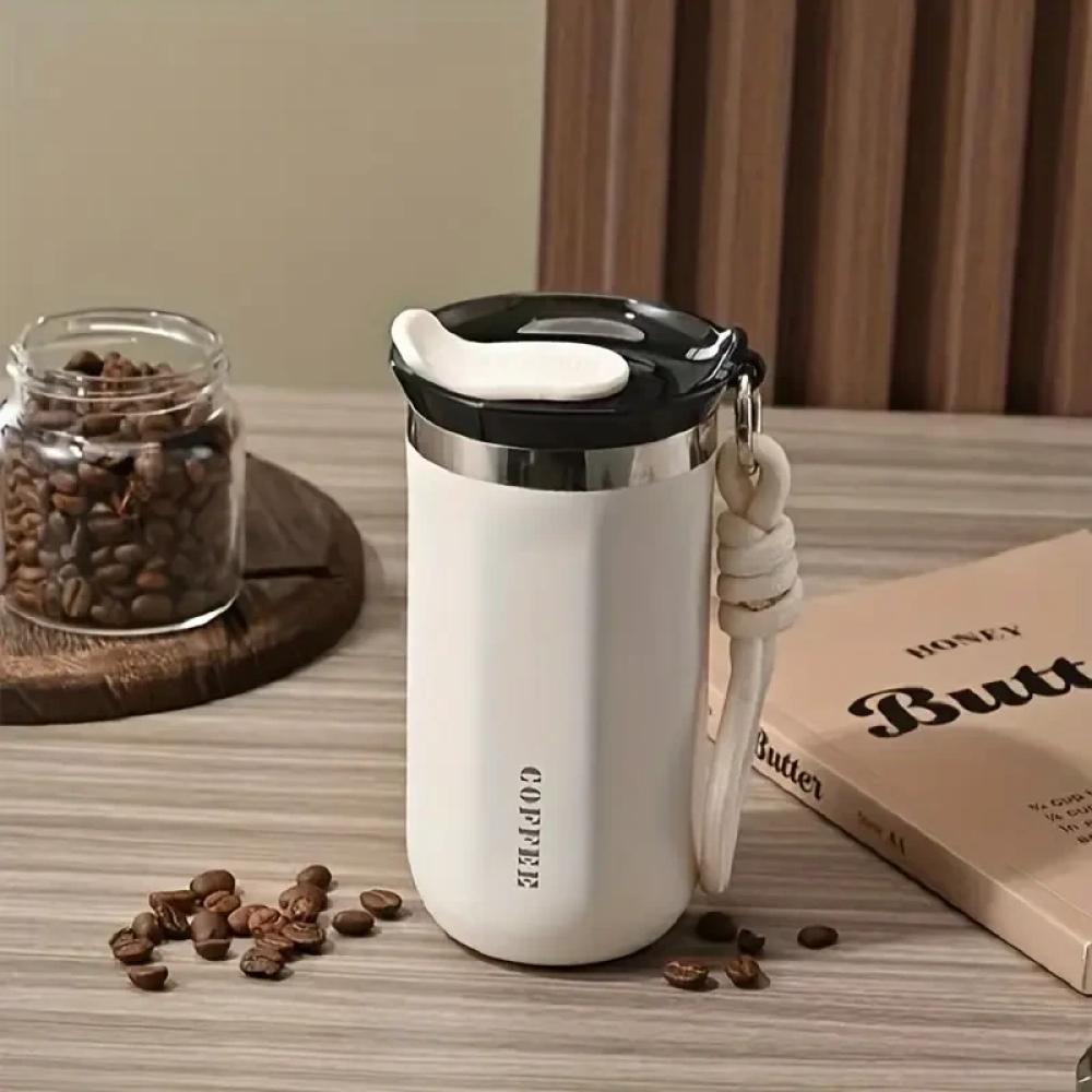 350ml Stainless Steel Insulated Cup Double Wall Vacuum Flask Coffee Mug with Rope