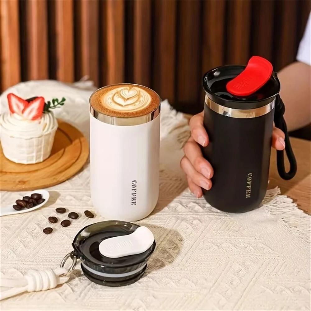 350ml Stainless Steel Insulated Cup Double Wall Vacuum Flask Coffee Mug with Rope