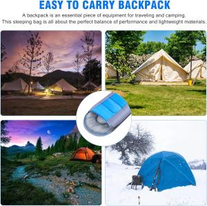 1800g Camping Sleeping Bag For -15~15℃ Temperature, Ultralight Waterproof 4 Warmth 