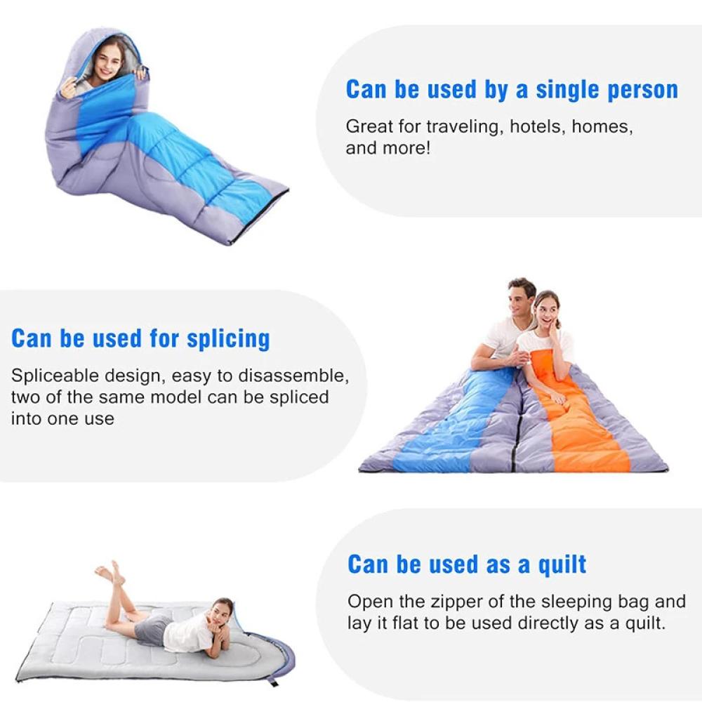 1800g Camping Sleeping Bag For -15~15℃ Temperature, Ultralight Waterproof 4 Warmth 