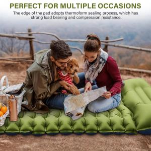 Outdoor Portable Self-Inflating Camping Air Mattress 4-Inch Thick Compact Ultralight Sleeping Pad with Built-in Foot Pump Pillow